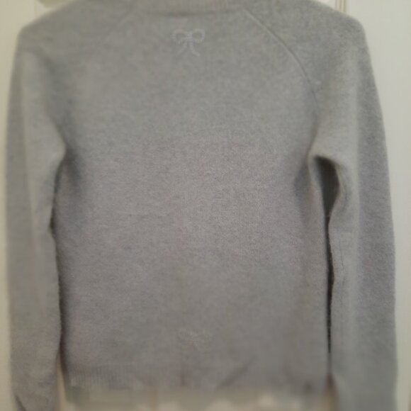 Italian Designer 100% Cashmere Sweater With Bows In Rhinestones On The Back - Picture 2 of 5
